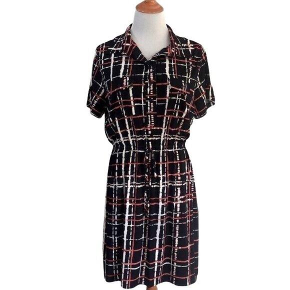 EnFocus 14P red white blue check summer dress - Picture 1 of 11